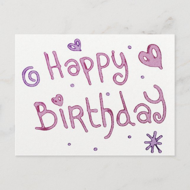 Playful Happy Birthday Text Postcard (Front)