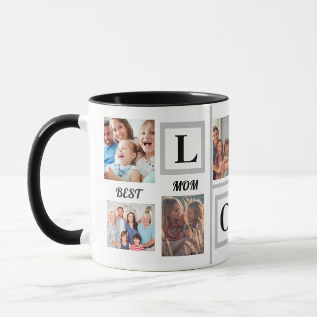 Playful Happy Family Photo Collage Coffee Mug (Left)