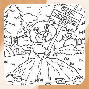 Playful Happy Groundhog Day Square Sticker