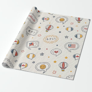 Playful Hello Speech Bubbles Seamless Pattern Wrapping Paper