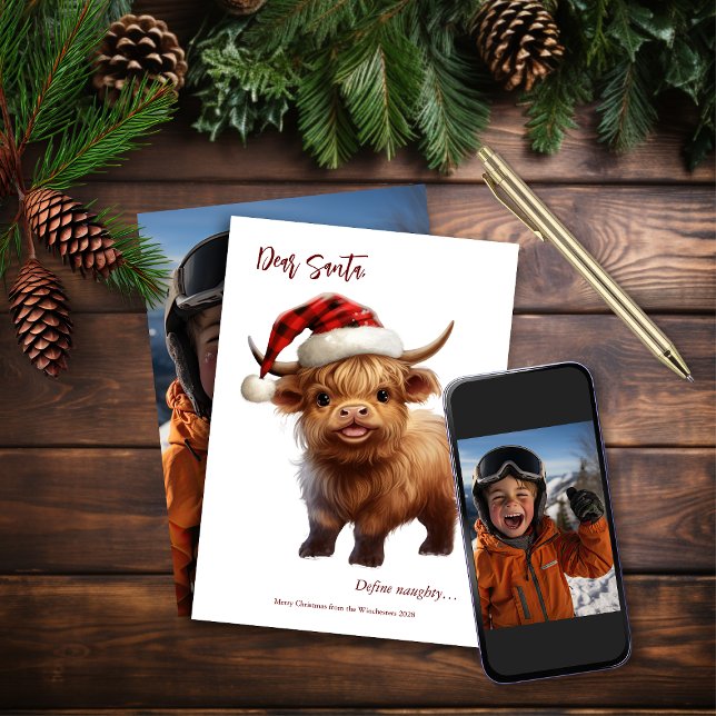 Playful Highland Cow Personalized Christmas Card (Creator Uploaded)