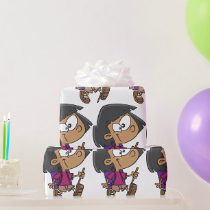 Playful Hiking Girl Nature Explorer Wrapping Paper