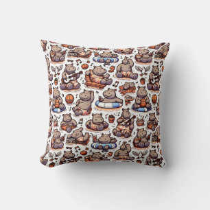 Playful Hippos Throw Pillow
