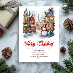 Playful holiday scene editable greeting card