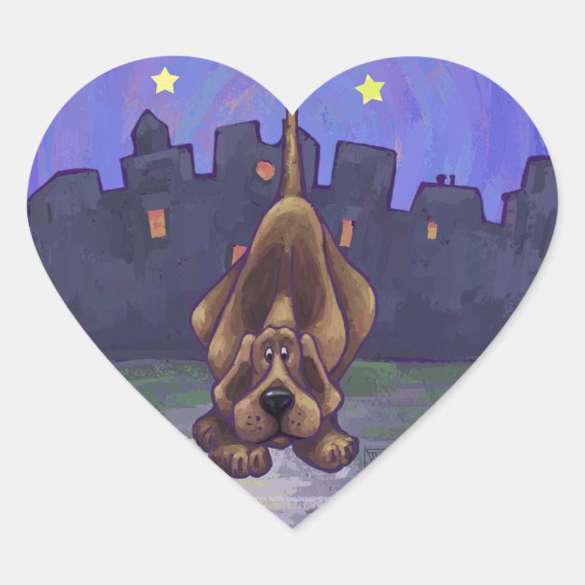 Playful Hound Dog Gifts & Accessories Heart Sticker (Front)