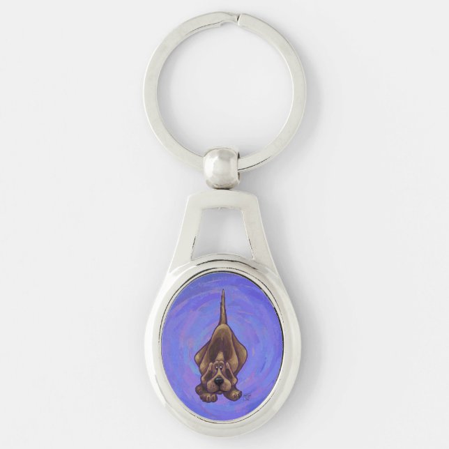 Playful Hound Dog Gifts & Accessories Keychain (Front)