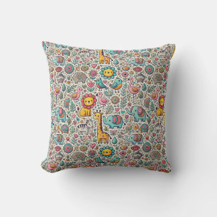 Playful illustration throw pillow
