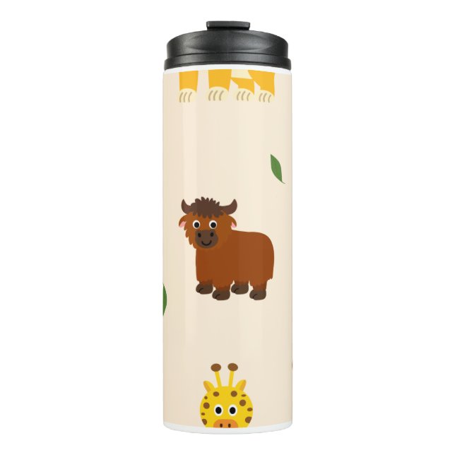 Playful Illustrativ Animal Pattern Thermal Tumbler (Front)