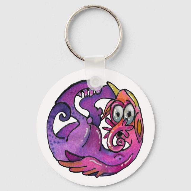 Playful imaginary Creatures & Monsters Keychain (Front)