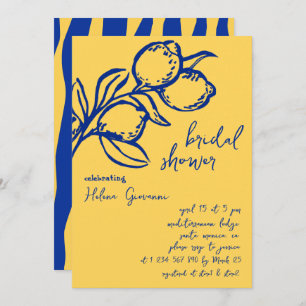 Playful Italian Handwritten Lemon Bridal Shower Invitation