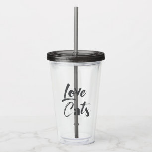 Playful, joyful, modern, cute design of Love Cats Acrylic Tumbler