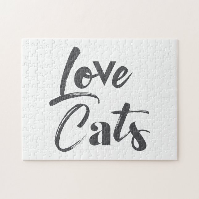 Playful, joyful, modern, cute design of Love Cats Jigsaw Puzzle (Horizontal)