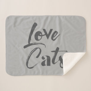 Playful, joyful, modern, cute design of Love Cats Sherpa Blanket