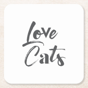 Playful, joyful, modern, cute design of Love Cats Square Paper Coaster