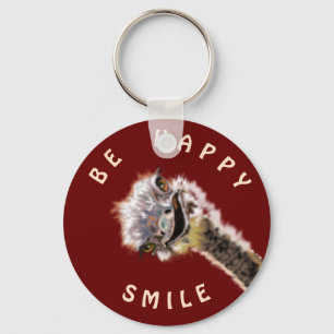 Playful Keychain Gift Happy Ostrich Smile