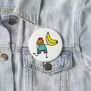Playful Kid Holding Big Yellow Banana 3 Inch Round Button