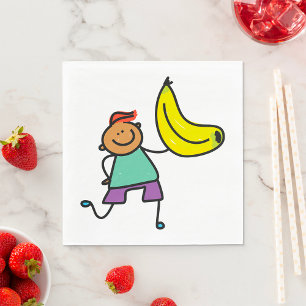 Playful Kid Holding Big Yellow Banana Napkin