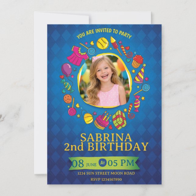 Playful Kids Birthday Invitation – Doodle Party (Front)