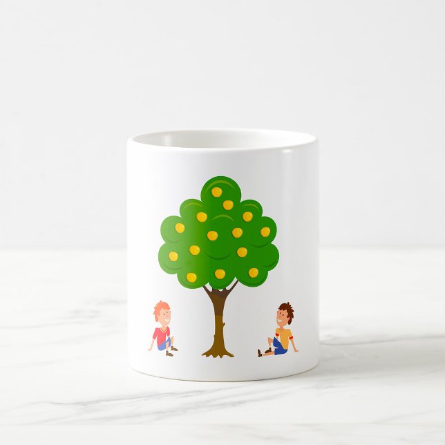 Playful Kids Sitting Under an Apple Tree Coffee Mug (Creator Uploaded)