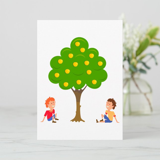 Playful Kids Sitting Under an Apple Tree Invitation (Creator Uploaded)