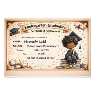 Playful Kindergarten Graduation Certificate Photo Print