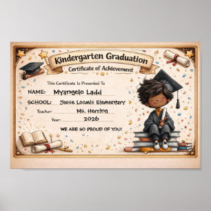 Playful Kindergarten Graduation Certificate Poster