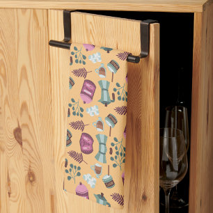 Playful kitchen-themed pattern featuring aprons kitchen towel