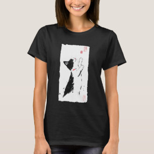 Playful Kitten Japanese Art Cute Black White Cat G T-Shirt