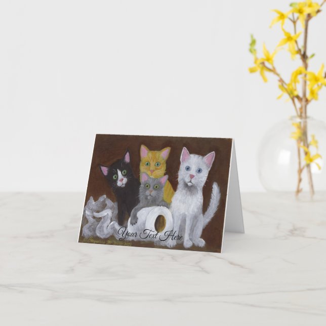 Playful Kittens Card (Yellow Flower)