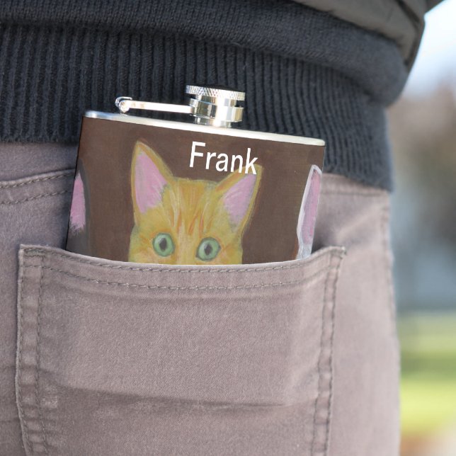 Playful Kittens Hip Flask (In Situ)