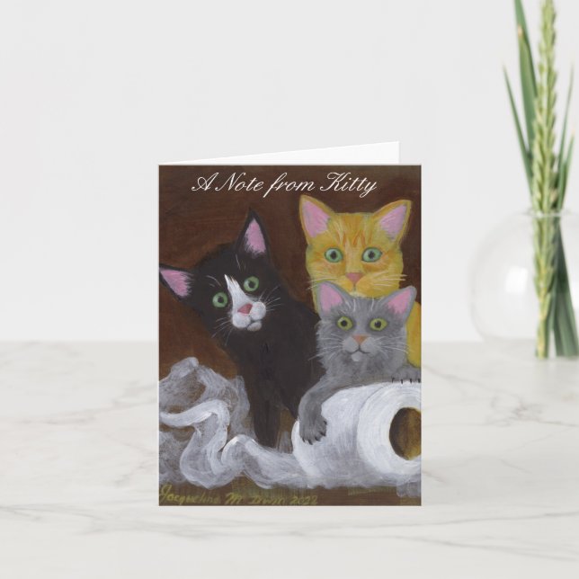 Playful Kittens Note Card (Front)