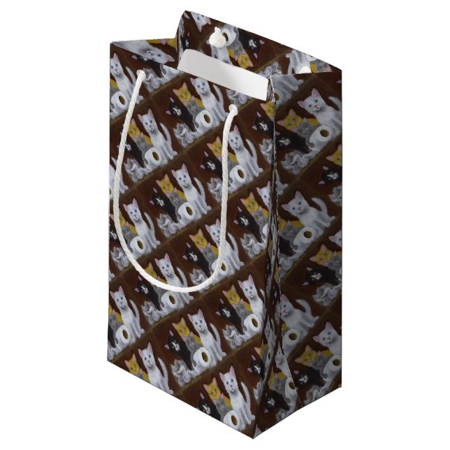 Playful Kittens Small Gift Bag (Front Angled)