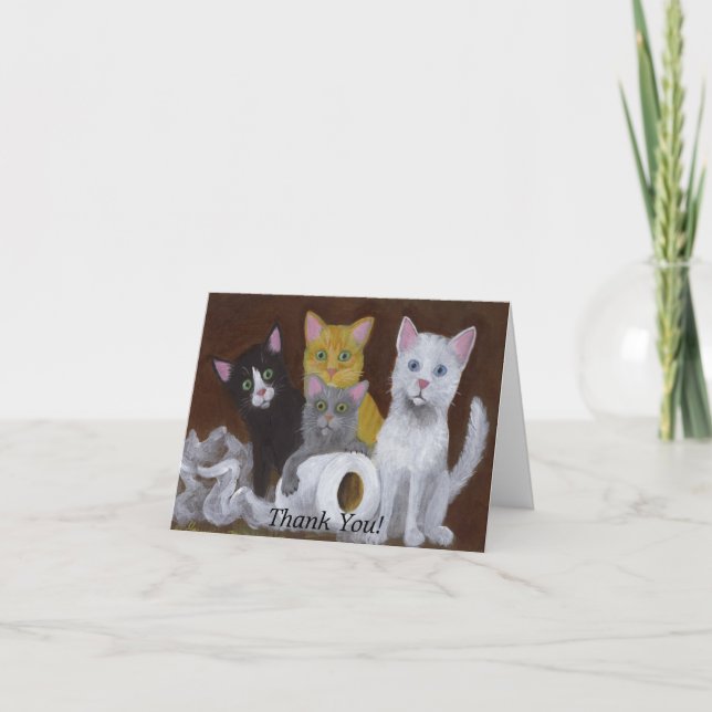 Playful Kittens Thank You Card (Front)