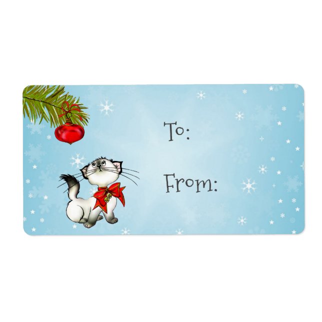 Playful Kitty Cat In A Red Christmas Bow (Front)