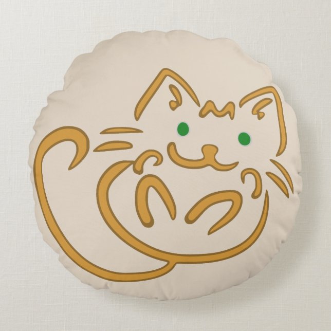 Playful Kitty Round Pillow (Front)