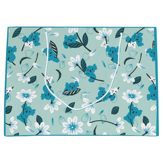 Playful Koala Pattern Cute Animal and Nature Art Large Gift Bag (Front)