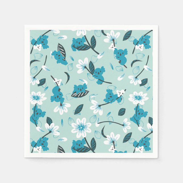Playful Koala Pattern Cute Animal and Nature Art Napkin (Front)