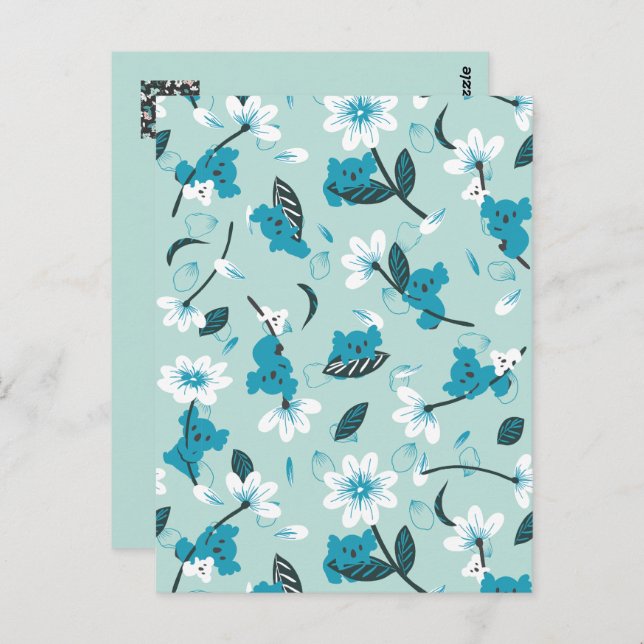 Playful Koala Pattern Cute Animal and Nature Art Postcard (Front/Back)