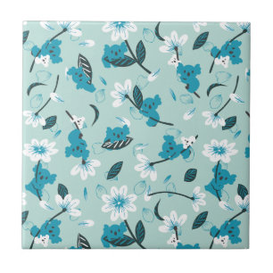 Playful Koala Pattern Cute Animal and Nature Art Tile