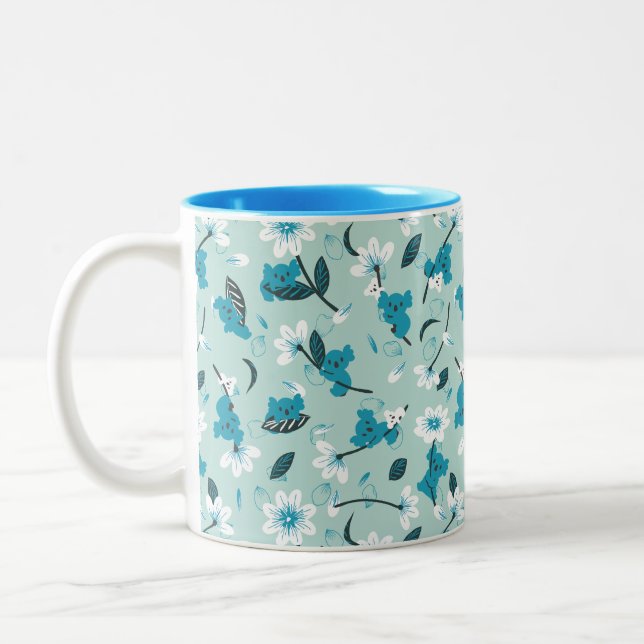 Playful Koala Pattern Cute Animal and Nature Art Two-Tone Coffee Mug (Left)