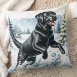 Playful Labrador Retriever Christmas Snow Dog  Throw Pillow<br><div class="desc">Introducing the perfect addition to your holiday decor - our Labrador Retriever Christmas pillows! Available in black, yellow, or chocolate labrador, these pillows are a must-have for any dog lover. Choose from cozy fireplace scenes, joyful puppies in the snow, or festive labrador dogs to make your living space feel warm...</div>