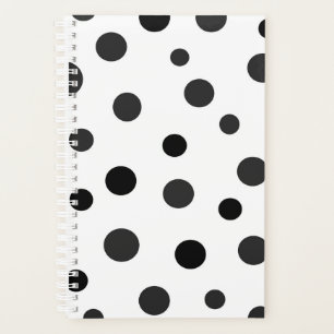 Playful Large Polka Dots Black on White Planner