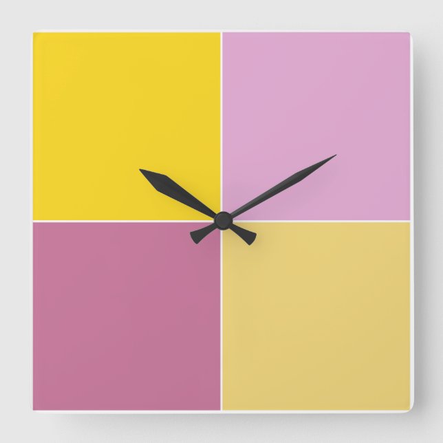 Playful Lemon Raspberry Squares Square Wall Clock (Front)