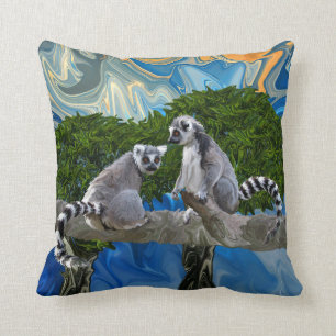 Playful Lemur-ick Throw Pillow