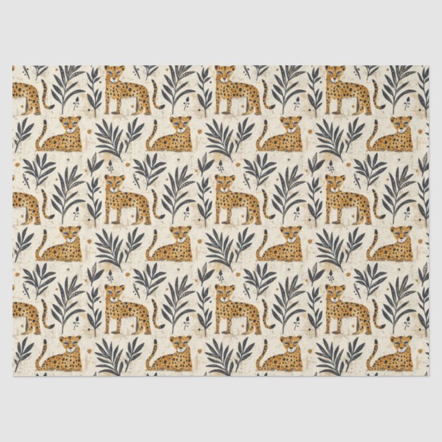 Playful Leopard Jungle Pattern Tissue Paper (Front)