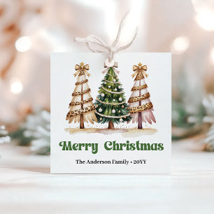 Playful Leopard Pattern Christmas Custom Name Gift Favour Tags