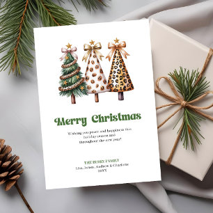 Playful leopard pattern Christmas greeting card