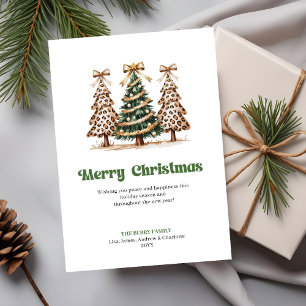 Playful Leopard Watercolor Christmas Tree Holiday
