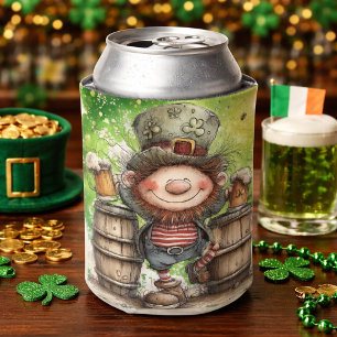 Playful Leprechaun Illustration  Can Cooler