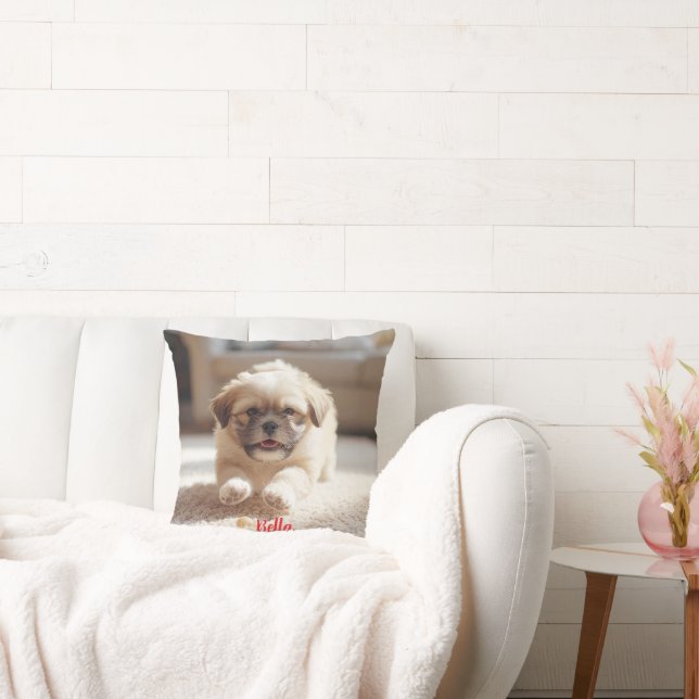 Playful Lhasa Apso Personalized Throw Pillow (Couch)